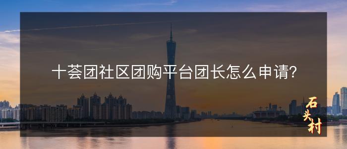 十荟团社区团购平台团长怎么申请？