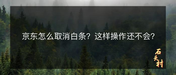 京东怎么取消白条？这样操作还不会？