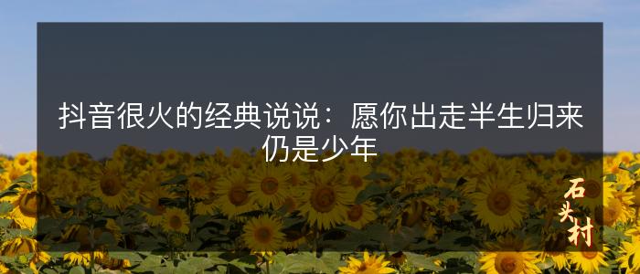 抖音很火的经典说说：愿你出走半生归来仍是少年