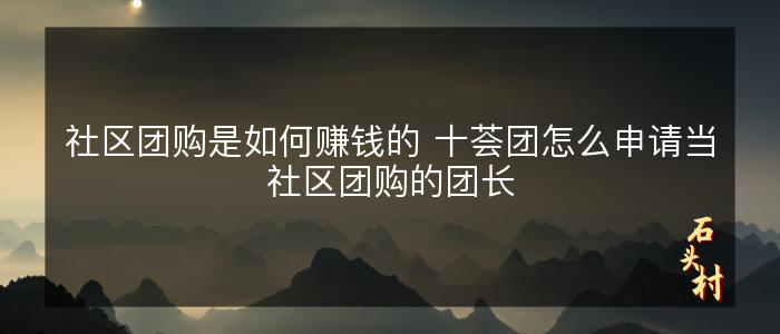 社区团购是如何赚钱的 十荟团怎么申请当社区团购的团长
