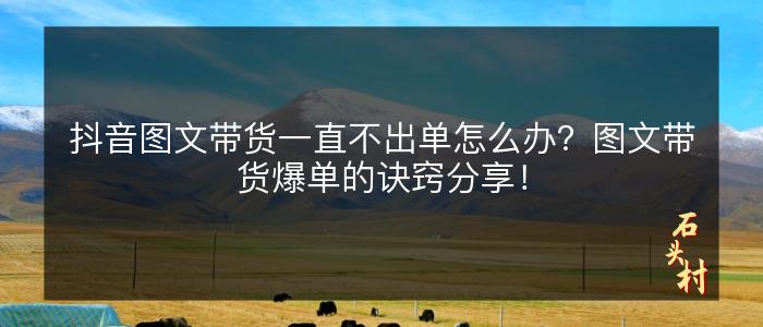 抖音图文带货一直不出单怎么办？图文带货爆单的诀窍分享！