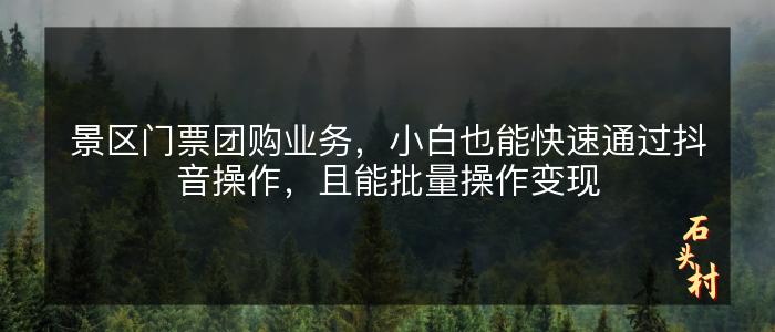 景区门票团购业务，小白也能快速通过抖音操作，且能批量操作变现