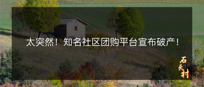 太突然！知名社区团购平台宣布破产！