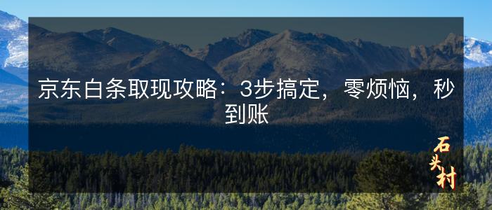 京东白条取现攻略：3步搞定，零烦恼，秒到账