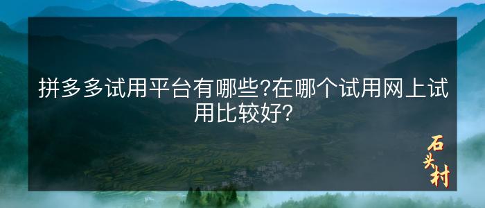 拼多多试用平台有哪些?在哪个试用网上试用比较好？