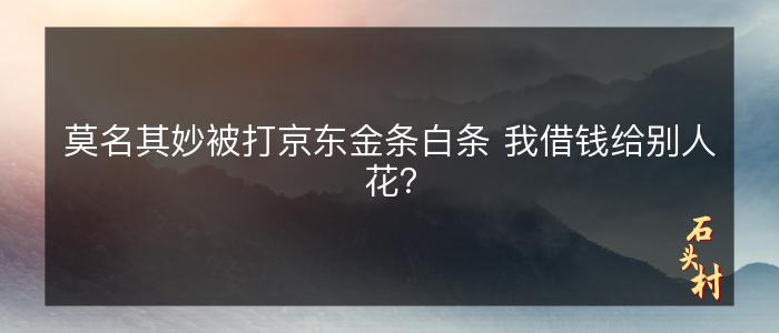 莫名其妙被打京东金条白条 我借钱给别人花？