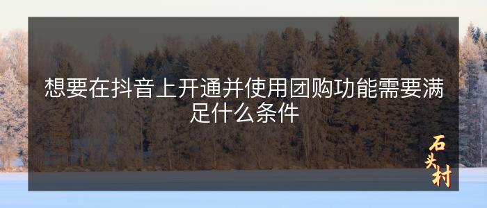 想要在抖音上开通并使用团购功能需要满足什么条件