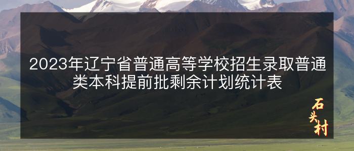 2023年辽宁省普通高等学校招生录取普通类本科提前批剩余计划统计表